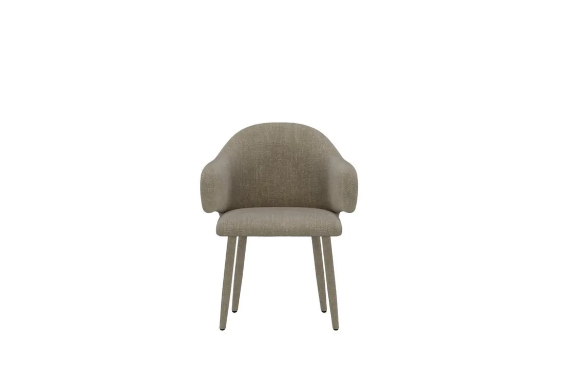 2er Set - Esszimmerstuhl Jubi in Beige mit stoffbezogenen Metallbeinen