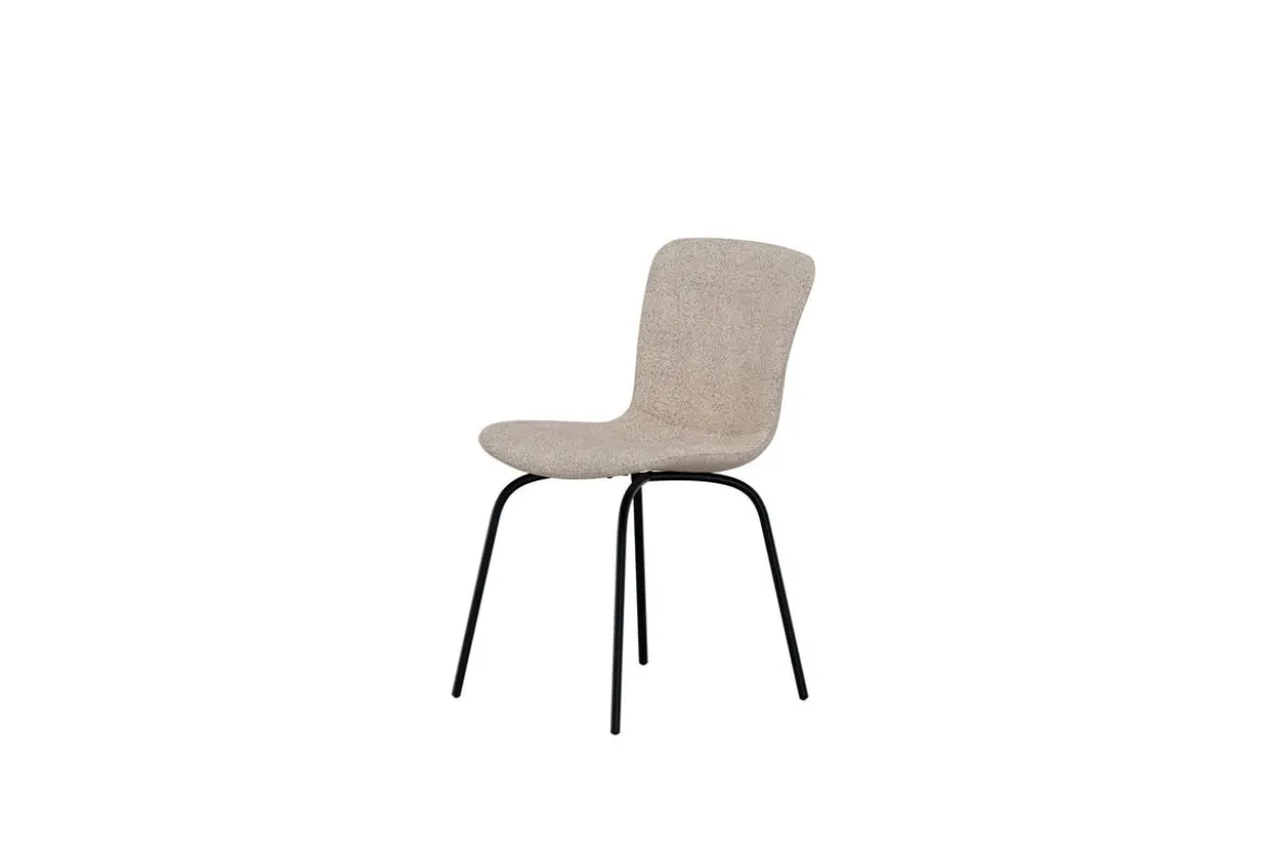 2er Set - Esszimmerstuhl Leo in Beige mit schwarzen Beinen