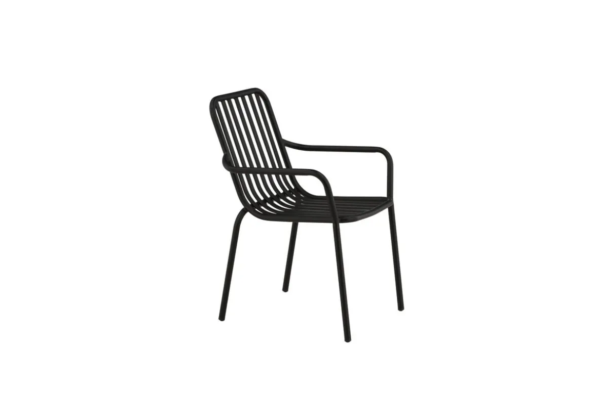 2er Set - Gartenstuhl Amy aus Aluminium in Schwarz, Beige