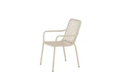 2er Set - Gartenstuhl Amy aus Aluminium in Schwarz, Beige