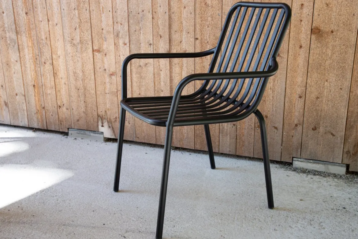 2er Set - Gartenstuhl Amy aus Aluminium in Schwarz, Beige