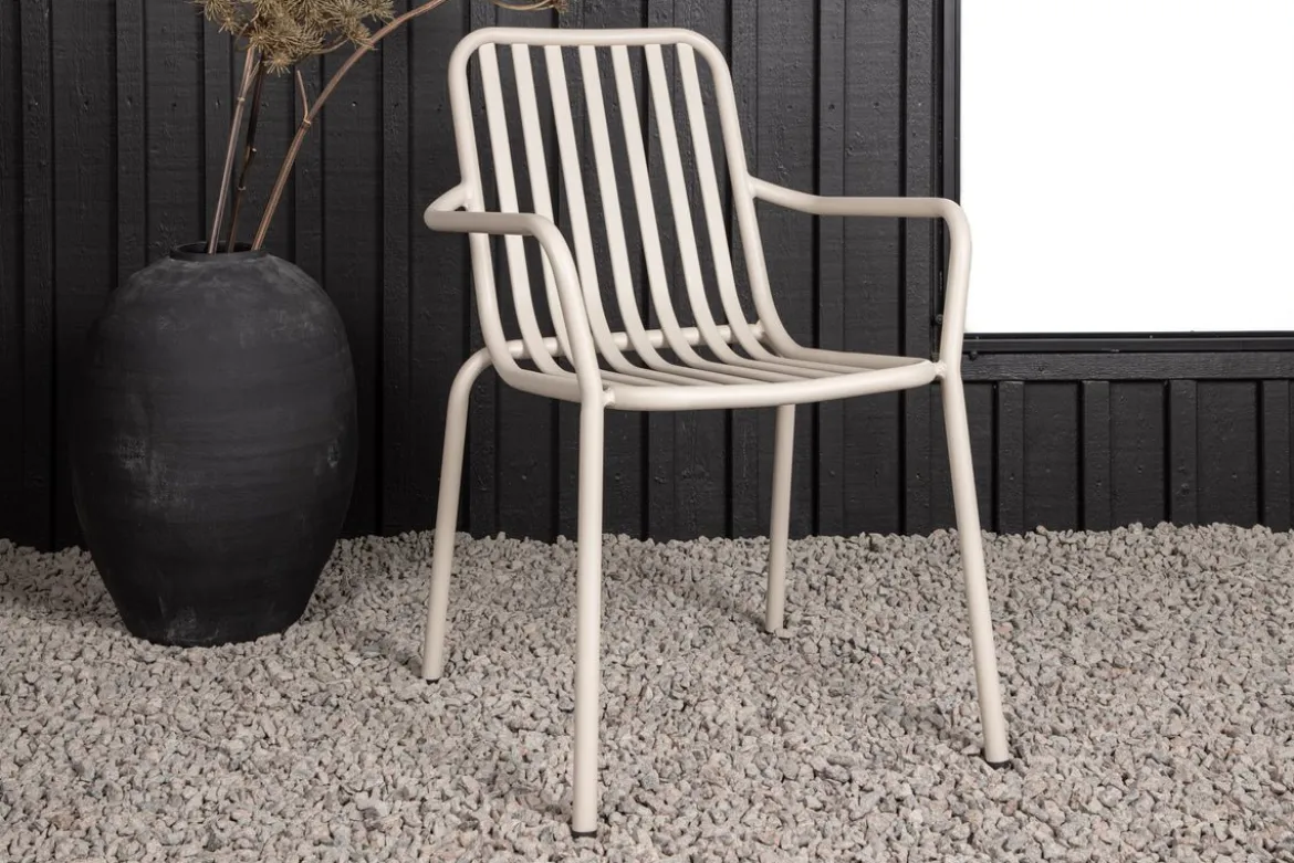 2er Set - Gartenstuhl Amy aus Aluminium in Schwarz, Beige
