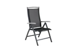 2er Set Gartenstuhl Aurelio - in Schwarz in 5 Positionen einstellbar