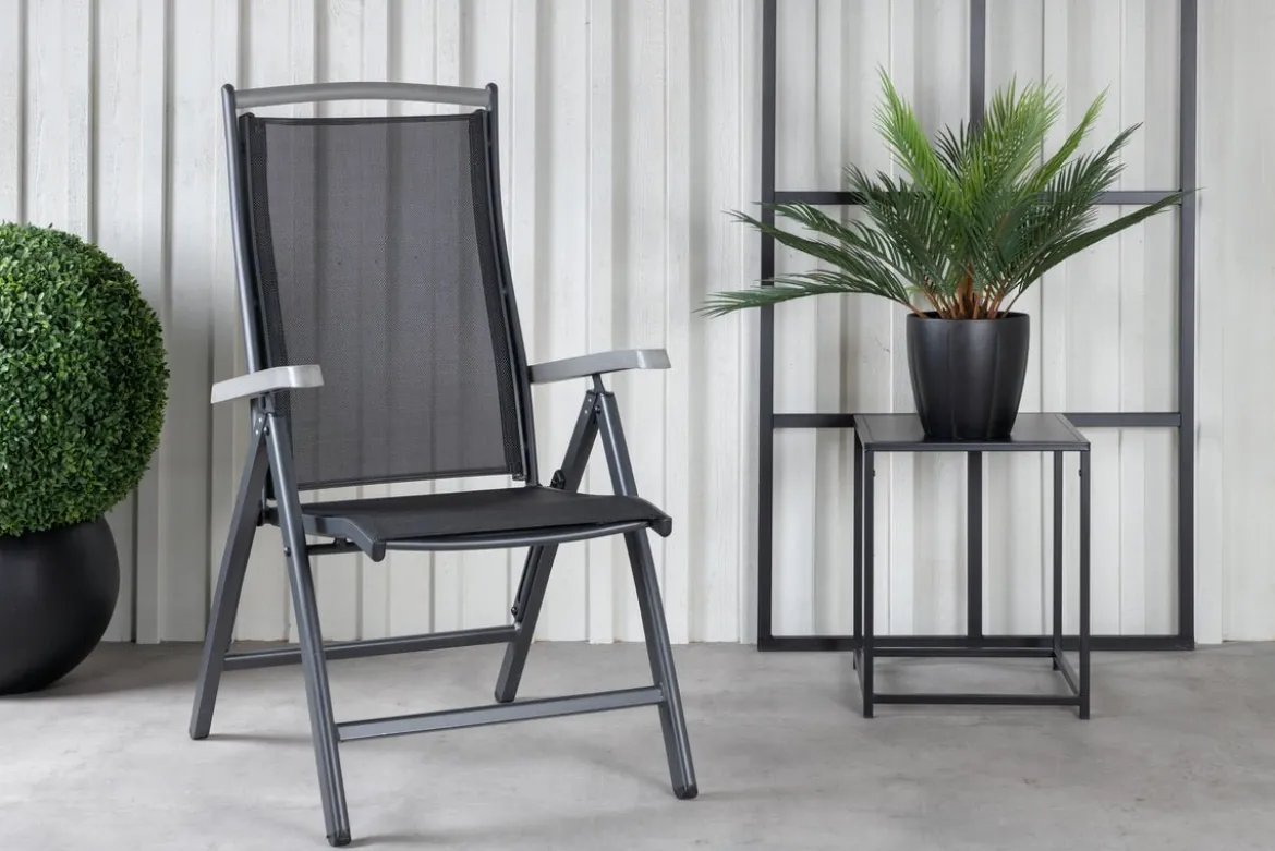 2er Set Gartenstuhl Aurelio - in Schwarz in 5 Positionen einstellbar
