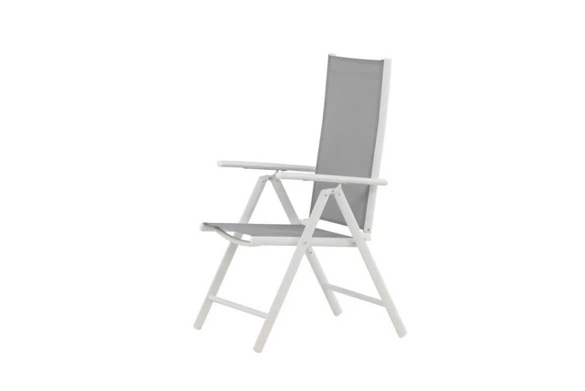 2er Set Gartenstuhl Awa - weißes Gestell aus Aluminium, Sitzfläche aus Textilene, verstellbare Rückenlehne