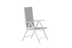 2er Set Gartenstuhl Awa - weißes Gestell aus Aluminium, Sitzfläche aus Textilene, verstellbare Rückenlehne