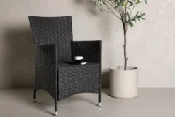 2er Set - Gartenstuhl Caro aus Rattan in Schwarz