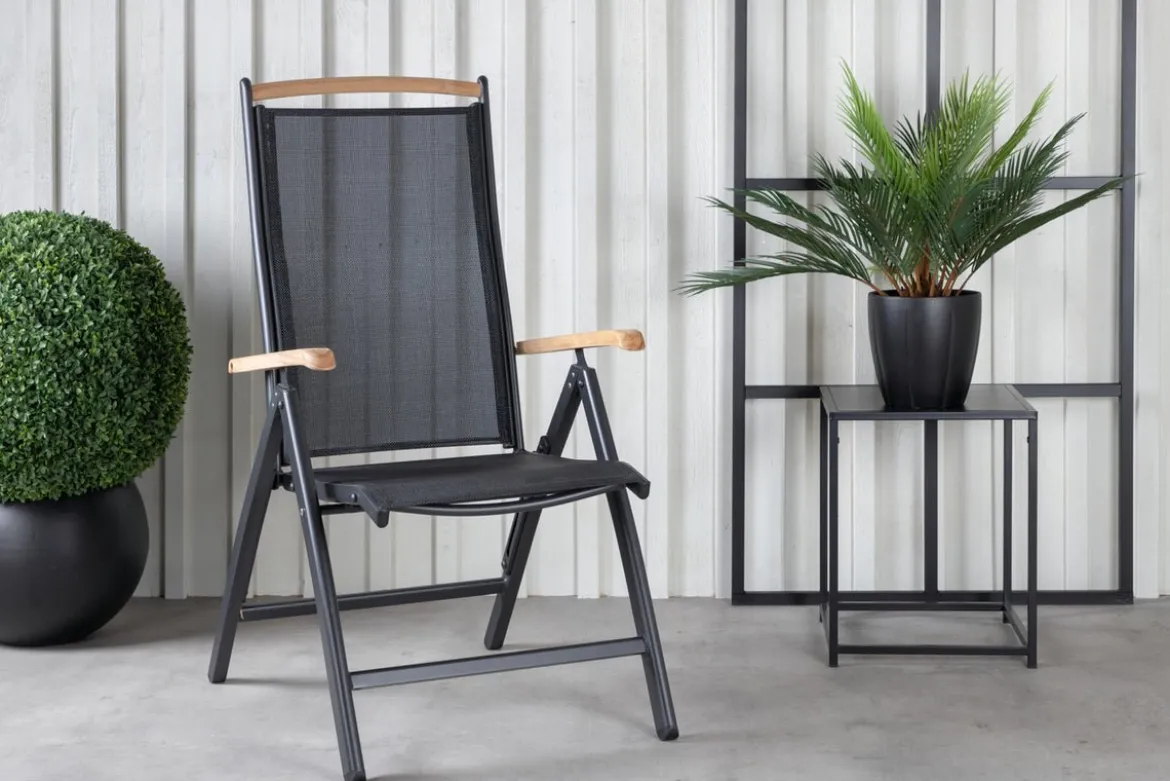 2er Set - Gartenstuhl Clara aus Textilene in Schwarz