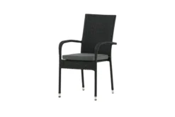 2er Set - Gartenstuhl Emma aus Rattan in Schwarz, Grau