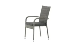 2er Set - Gartenstuhl Emma aus Rattan in Schwarz, Grau