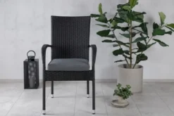 2er Set - Gartenstuhl Emma aus Rattan in Schwarz, Grau
