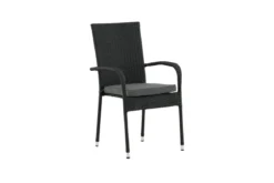 2er Set - Gartenstuhl Emma aus Rattan in Schwarz, Grau