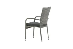 2er Set - Gartenstuhl Emma aus Rattan in Schwarz, Grau