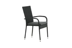 2er Set - Gartenstuhl Emma aus Rattan in Schwarz, Grau