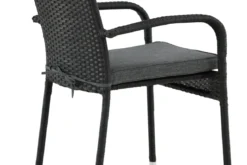 2er Set - Gartenstuhl Emma aus Rattan in Schwarz, Grau