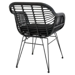 2er Set - Gartenstuhl Firenze Schwarz aus Stahl/Polyrattan