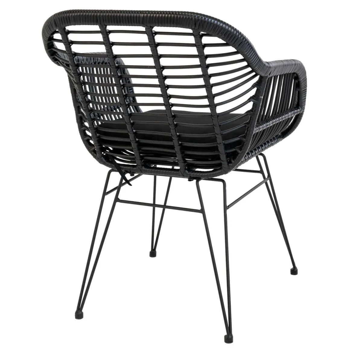 2er Set - Gartenstuhl Firenze Schwarz aus Stahl/Polyrattan