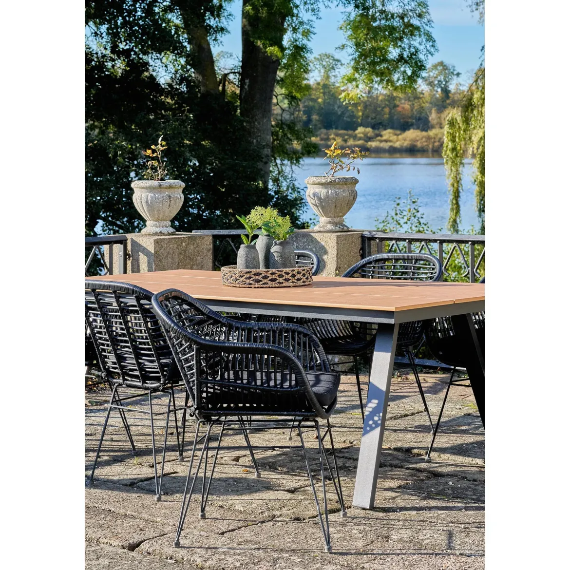 2er Set - Gartenstuhl Firenze Schwarz aus Stahl/Polyrattan