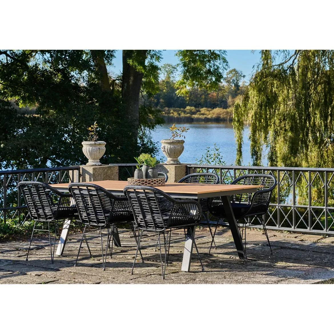 2er Set - Gartenstuhl Firenze Schwarz aus Stahl/Polyrattan