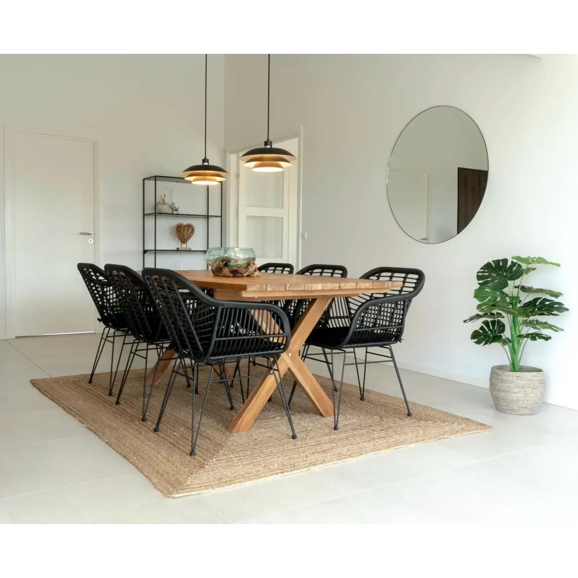 2er Set - Gartenstuhl Firenze Schwarz aus Stahl/Polyrattan