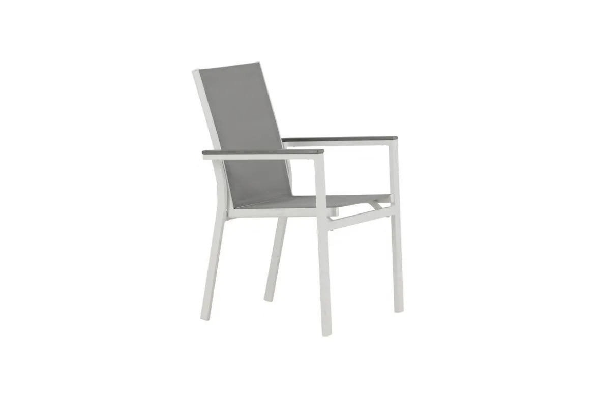 2er Set Gartenstuhl Ina - ein weiß-grauer Stuhl aus Aluminium und Textilene