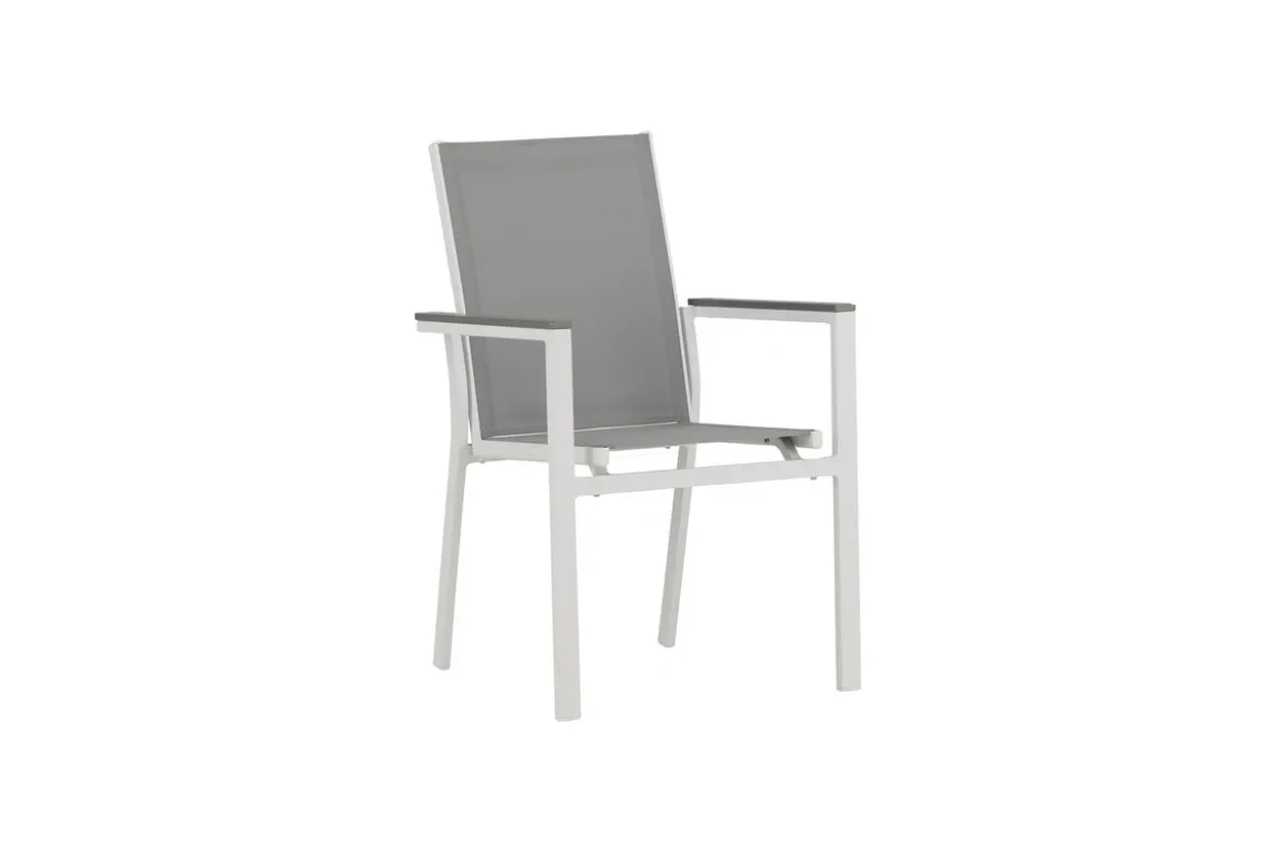 2er Set Gartenstuhl Ina - ein weiß-grauer Stuhl aus Aluminium und Textilene
