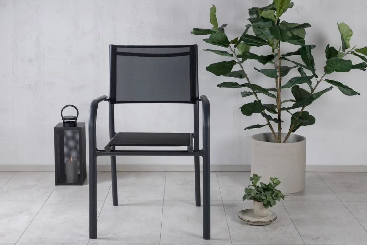 2er Set Gartenstuhl Ira - elegante schwarze Optik aus Aluminium