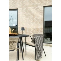2er Set - Gartenstuhl Lazaro Schwarz/Beige