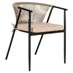 2er Set - Gartenstuhl Lazaro Schwarz/Beige