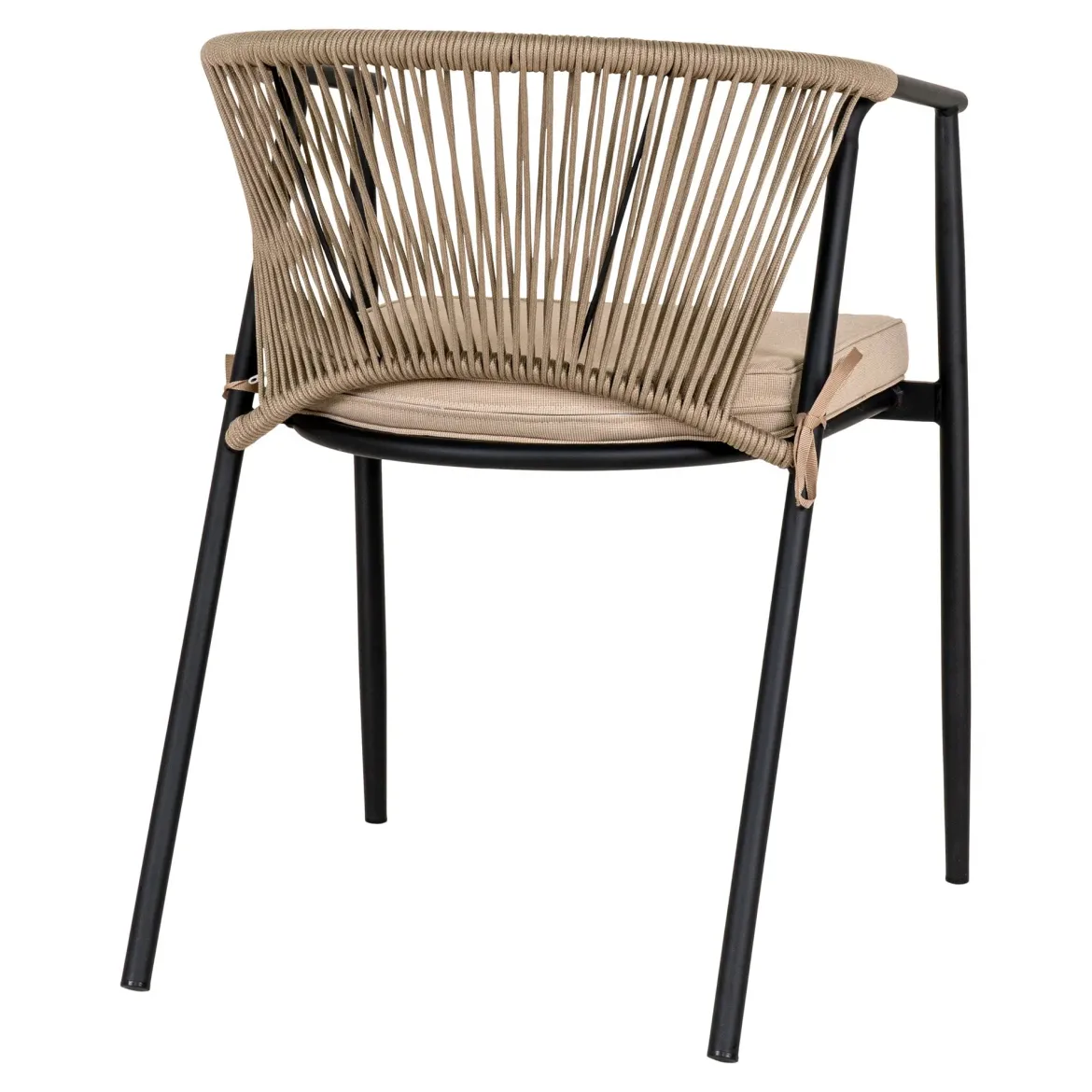 2er Set - Gartenstuhl Lazaro Schwarz/Beige