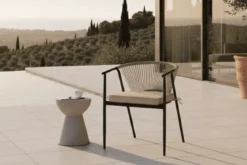 2er Set - Gartenstuhl Lazaro Schwarz/Beige