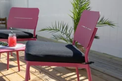 2er Set - Gartenstuhl Lia aus pinkem Stahl