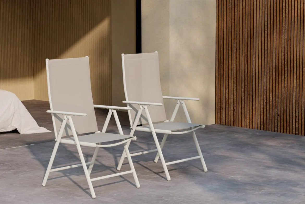 2er - Set Gartenstuhl Luma - ein klappbarer Stuhl in schlichtem Beige