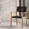 2er - Set Gartenstuhl Mana - aus Akazienholz mit schwarzer Sitzfläche und Rückenlehne