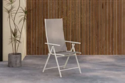 2er Set Gartenstuhl Miro - klappbarer Stuhl in Beige oder Schwarz aus Stahl und Textilene