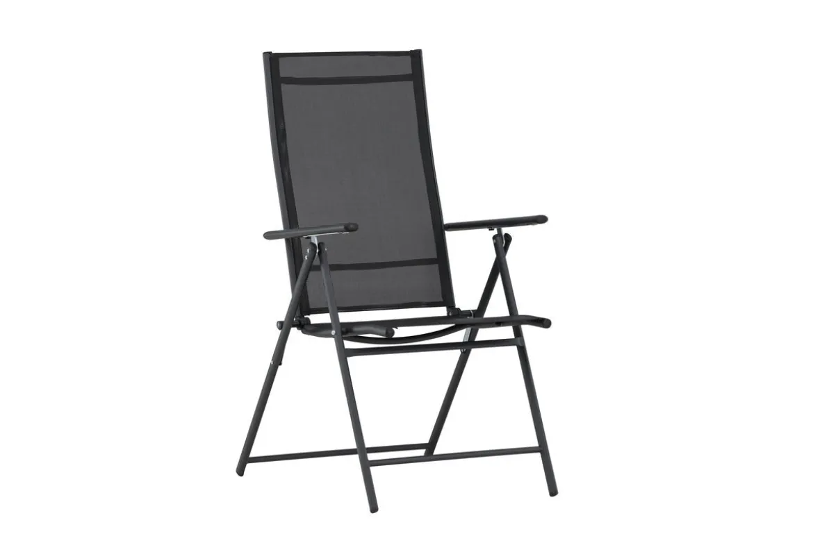 2er Set Gartenstuhl Miro - klappbarer Stuhl in Beige oder Schwarz aus Stahl und Textilene