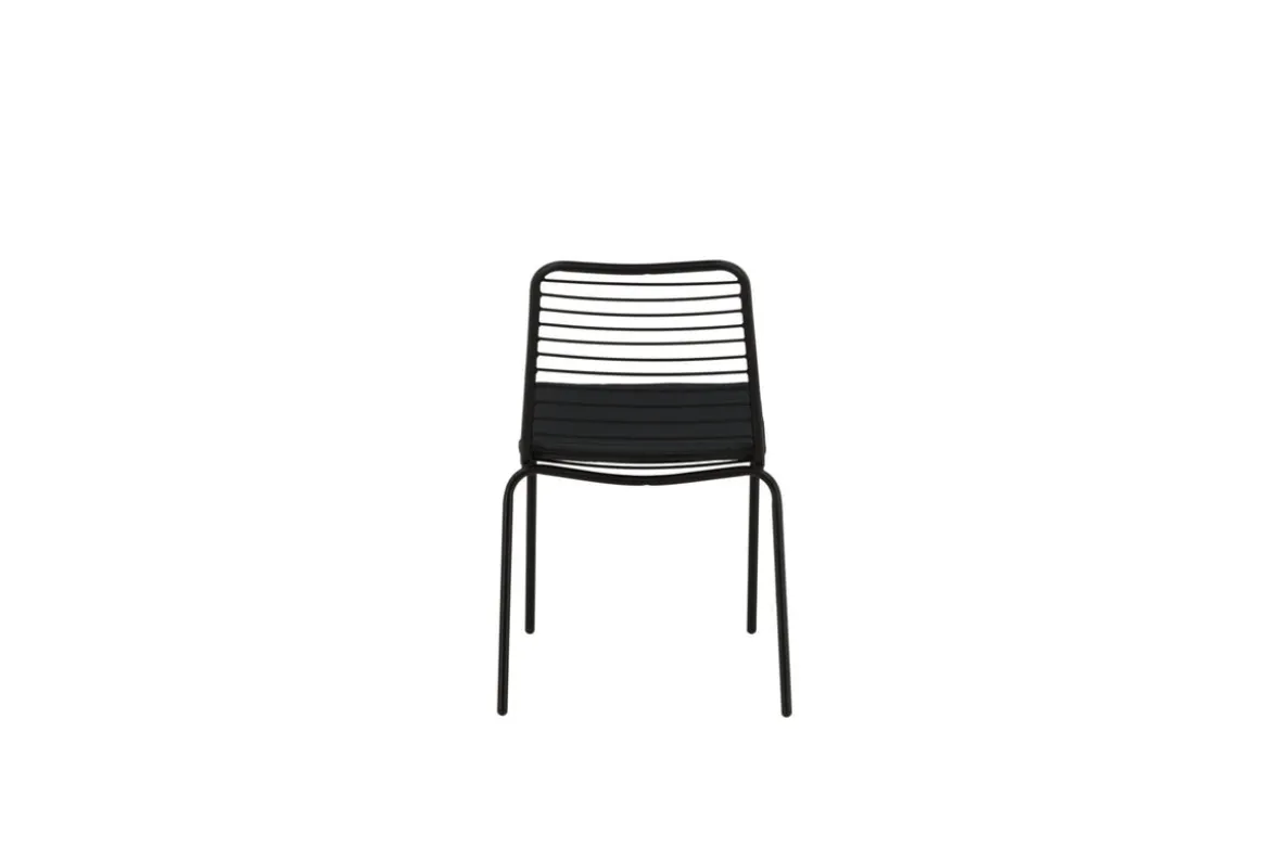 2er Set - Gartenstuhl Navi - schwarzer Stuhl aus Stahl inklusive Sitzkissen