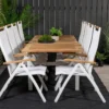 2er Set Gartenstuhl Polis - Klappstuhl in Weiß mit Aluminium Gestell und Teakholz-Armlehnen
