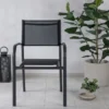 2er Set - Gartenstuhl Ronda aus Textilene und Aluminiumgestell in Schwarz