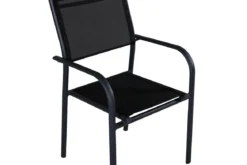 2er Set - Gartenstuhl Ronda aus Textilene und Aluminiumgestell in Schwarz