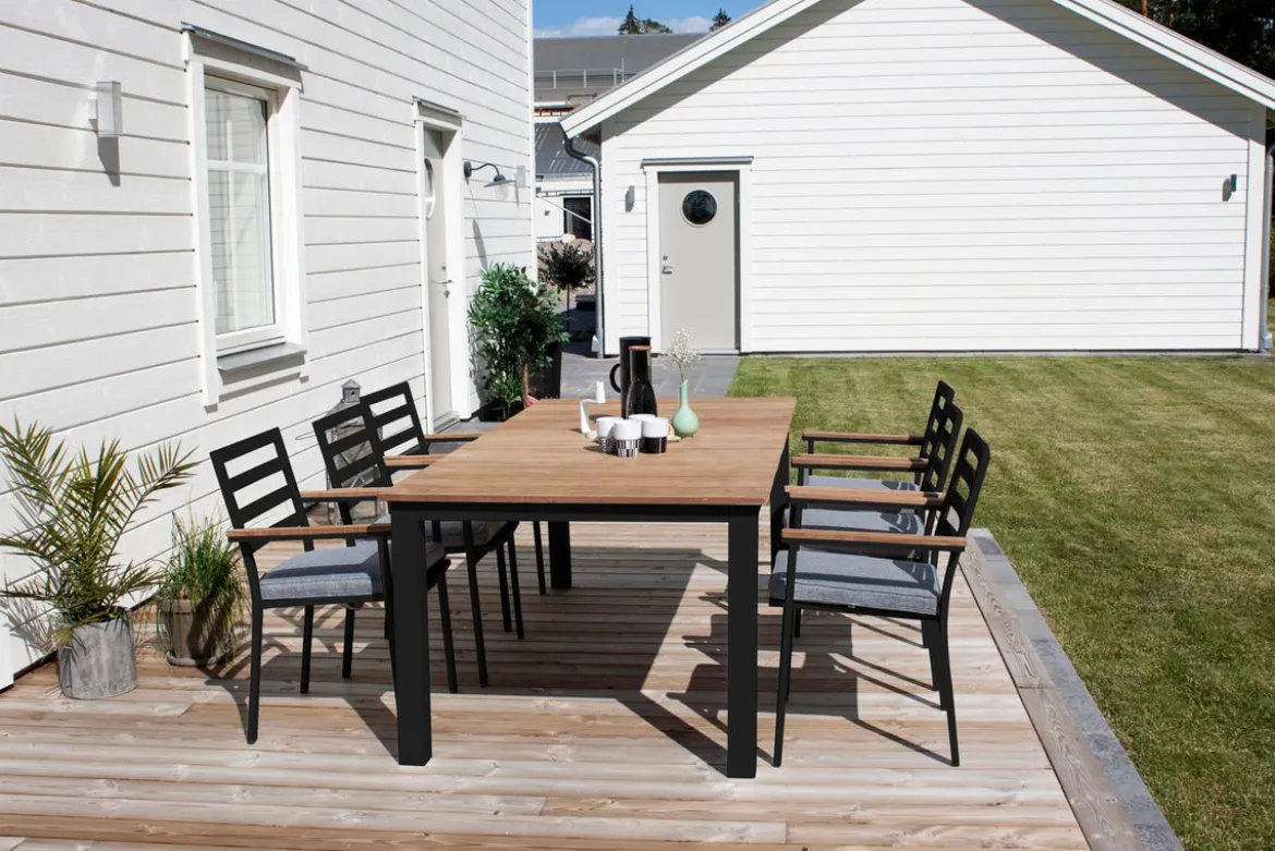2er Set Gartenstuhl Tala - aus schwarzem Aluminiumgestell inklusive Kissen