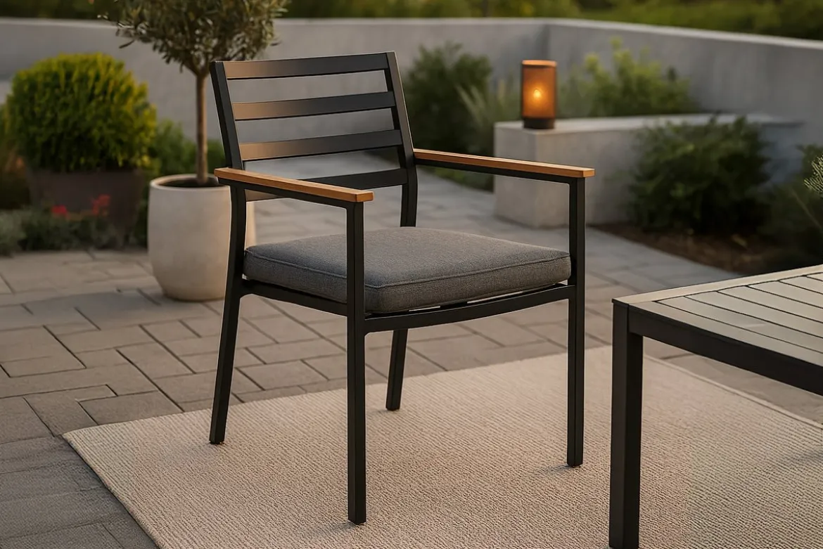 2er Set Gartenstuhl Tala - aus schwarzem Aluminiumgestell inklusive Kissen