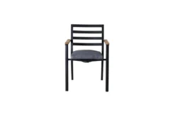 2er Set Gartenstuhl Tala - aus schwarzem Aluminiumgestell inklusive Kissen