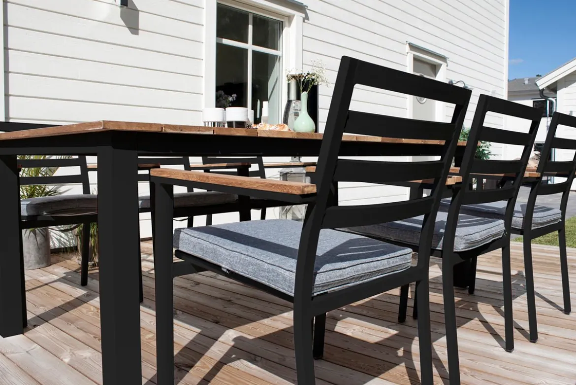 2er Set Gartenstuhl Tala - aus schwarzem Aluminiumgestell inklusive Kissen