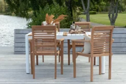 2er Set Gartenstuhl Tansania - aus massivem, poliertem Teakholz