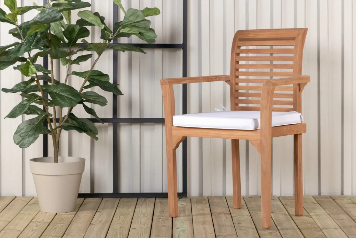 2er Set Gartenstuhl Tansania - aus massivem, poliertem Teakholz