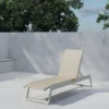 2er Set Sonnenliege Aera - Beige mit Teakholz-Details