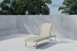 2er Set Sonnenliege Aera - Beige mit Teakholz-Details