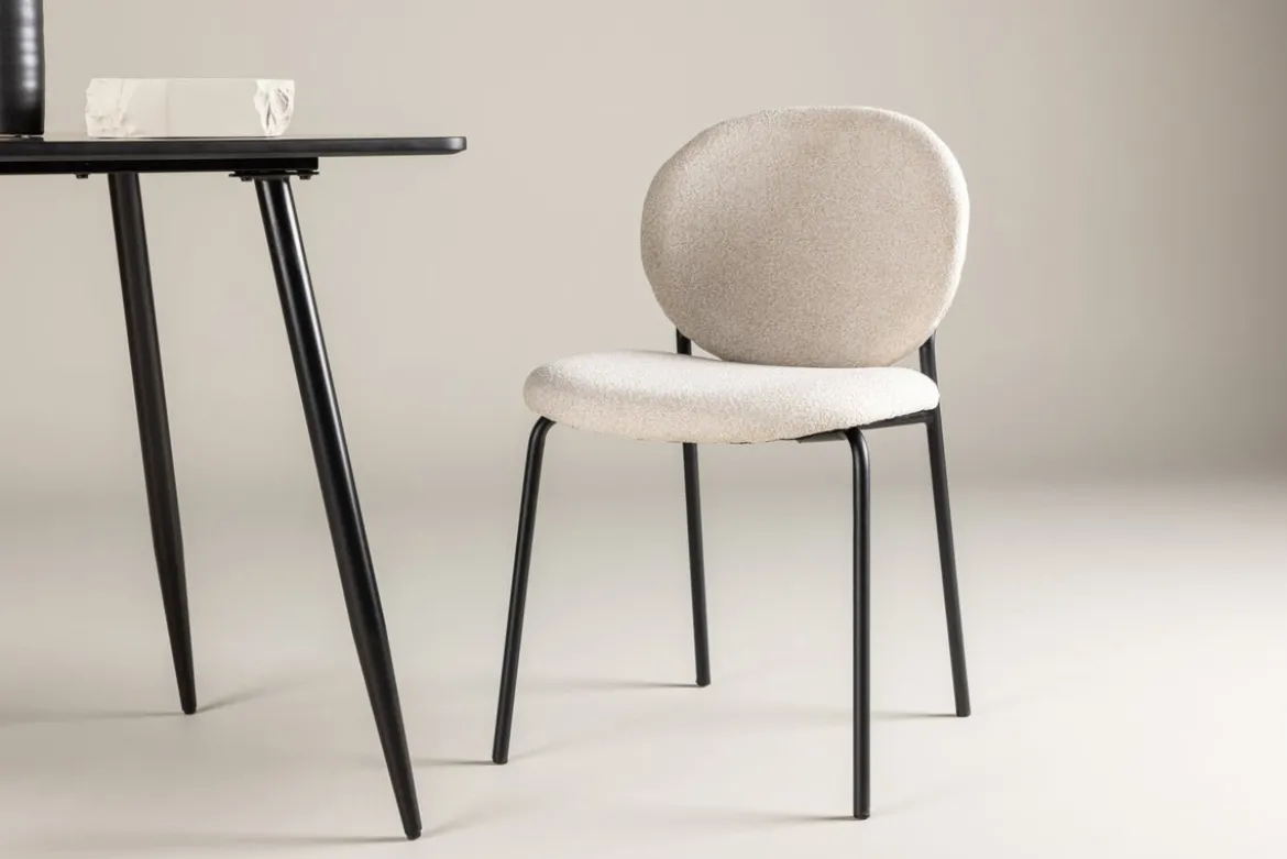 2er Set - Stuhl Opal mit beigen Leinenbezug