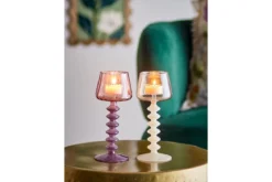 2er Set Teelichthalter Silas – Rosé, gefertigt aus Glas